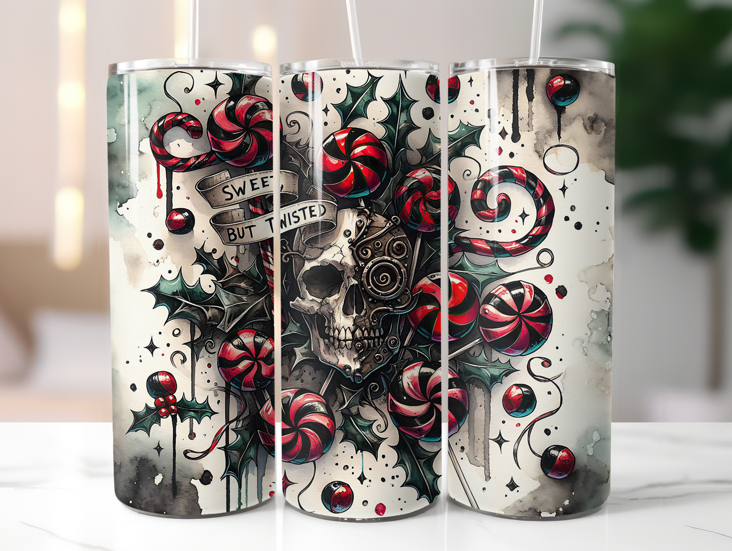 Sweet but Twisted – Gothic Christmas Skull Tumbler (20oz)